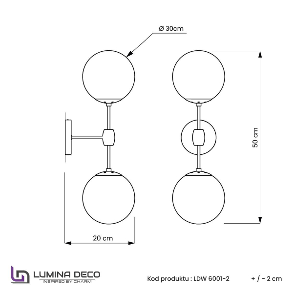 Настенное бра Lumina Deco LDW 6001-2 BK+WT