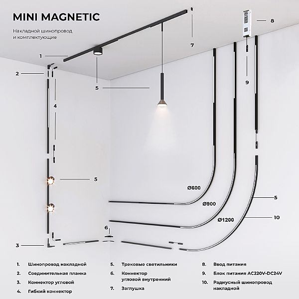 Коннектор для шинопровода Elektrostandard Mini Magnetic Mini Magnetic Гибкий коннектор (черный) 85173/00