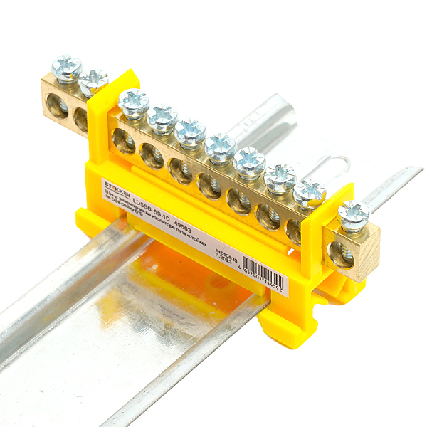 Шина PE на изоляторе 6*9 тип стойка на DIN-рейку 10 выводов Stekker LD556-69-10 49563