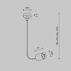 Ввод питания боковой Maytoni Accessories for tracks Flarity TRA154C-SB1-B