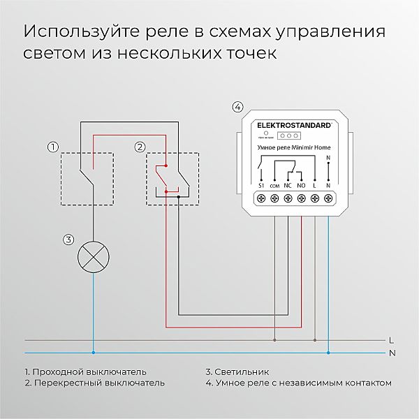 Wi-Fi реле Elektrostandard 76010/00 реле Умный дом с независимым контактом