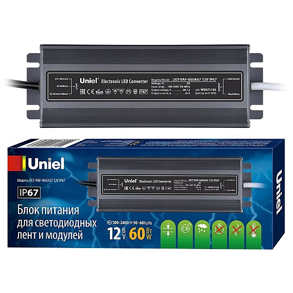 Драйвер для LED ленты Uniel UET-VAF-060A67 12V IP67
