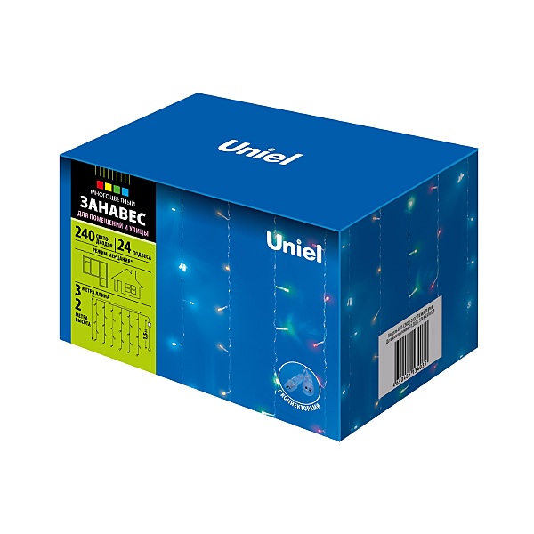 Занавес светодиодный с эффектом мерцания, 3х2м Uniel ULD-C3020-240/TTK MULTI IP44