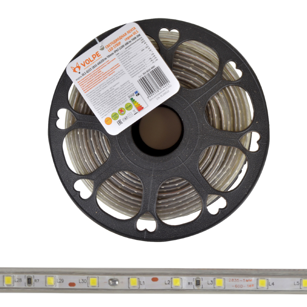 LED лента Volpe Uls-q325 ULS-Q325 2835-60LED/m-10mm-IP67-220V-6W/m-50M-DW бобина