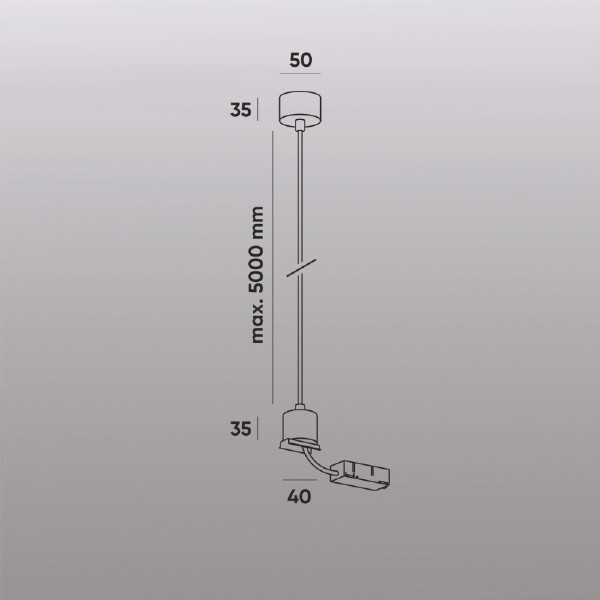 Подвод питания для подвесного монтажа трека SMART BASE, АС 220-240V, IP20, 5м Denkirs SMART BASE TR2124-BK